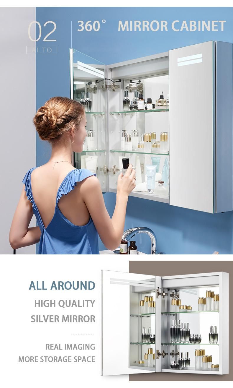 Horizontal/Vertiacl Home/Hotel Bathroom/Kitchen Vanity Wall Mounted Make up Mirror Cabinet with Lighting Backlit