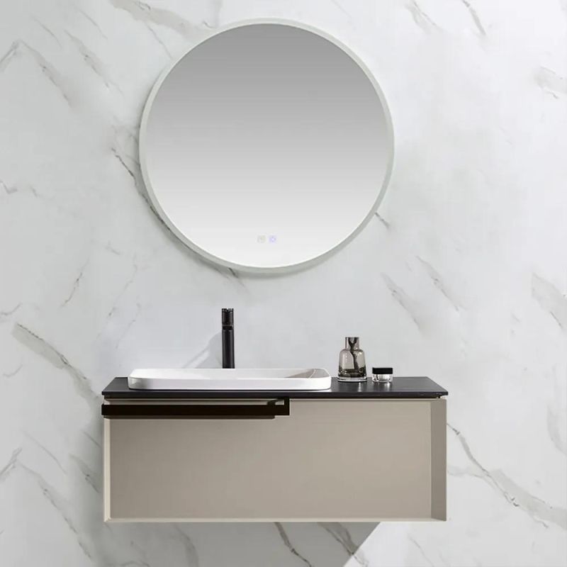 39.4" Wall-Mounted Bathroom Vanity with Ceramic Sink & Storage