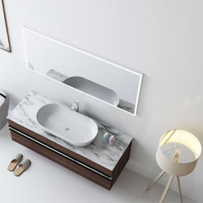 Marble Top Custom Wall Mounted Bathroom Vanity Combo Wood Cabinet Modern