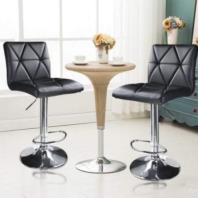 Modern High Back Bar Stools Iron Metal Swivel Leather Bar Chair