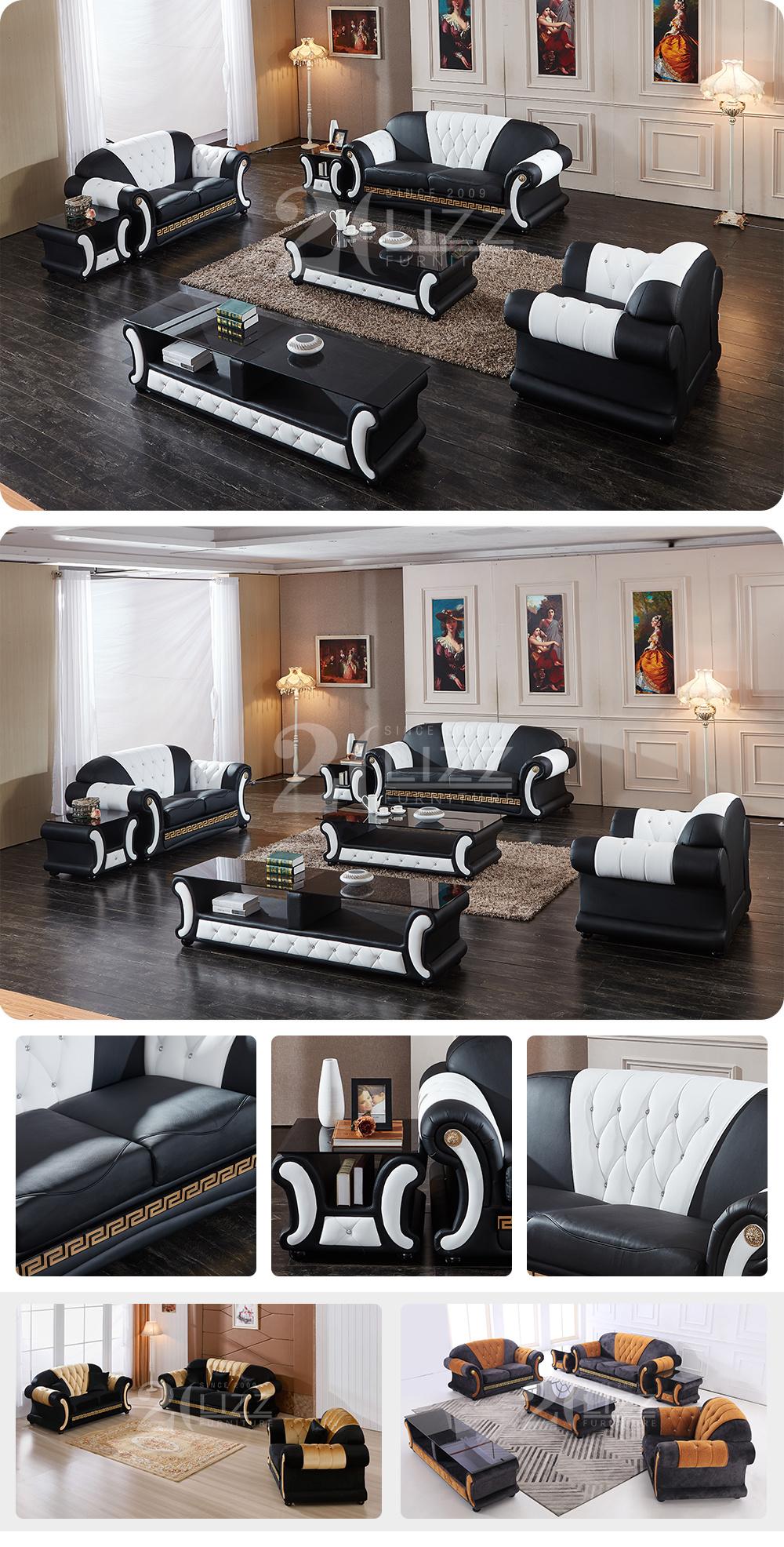 Black Modern Living Room Leather Sofa Furniture Retail Sofa