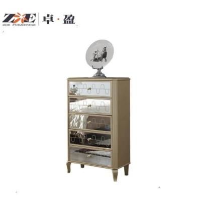 Modern Home Furniture Bedroom Furniture Luxury High Glossy Gold Color Painting Wooden MDF Chest of Drawer