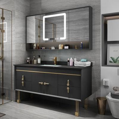 Luxury New Design Floor Mounted Bathroom Vanity with Factory Price with Rock Plate Sink