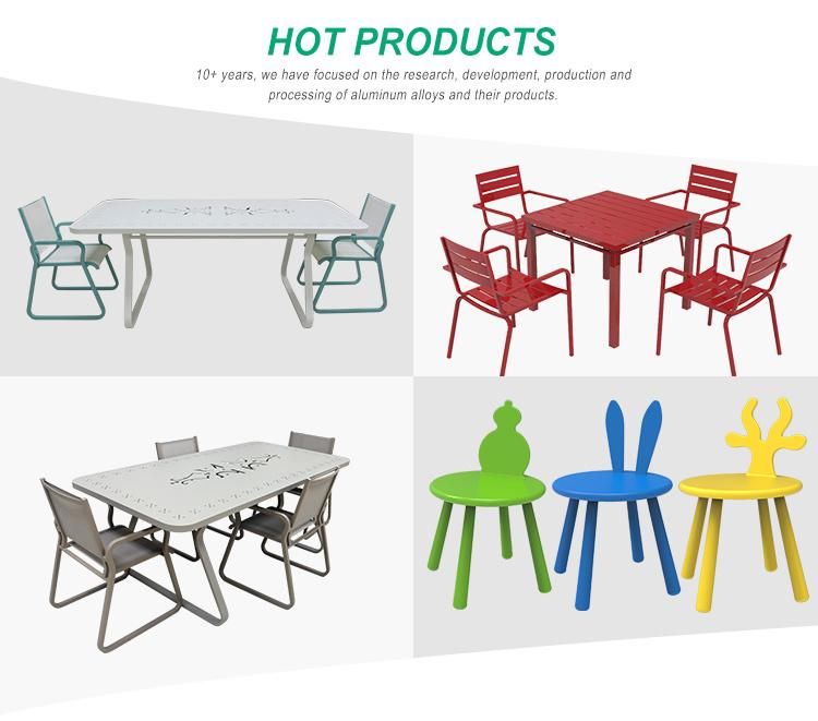 Economic and Efficient Modern Style Aluminium Dining Lounge Coffee Table with Chair Aluminum Outdoor Furniture