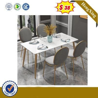 Luxury Marble Dining Table Set Simple Gold Legs Cafe Dining Desk Furniture 6 Seater
