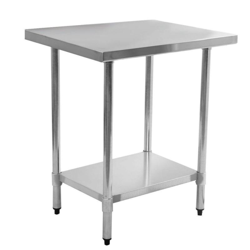 2 Layers Round Tube Galvanized Work Table for Kitchen Using