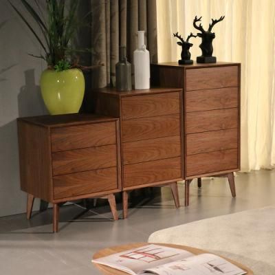 Nordic Wooden Home/Hotel Furniture MDF Veneer Living Room Side Cabinet with Drawers