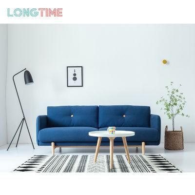 Factory Wholesale Direct Simple and Cheap Blue Home Sofa with Wood Leg