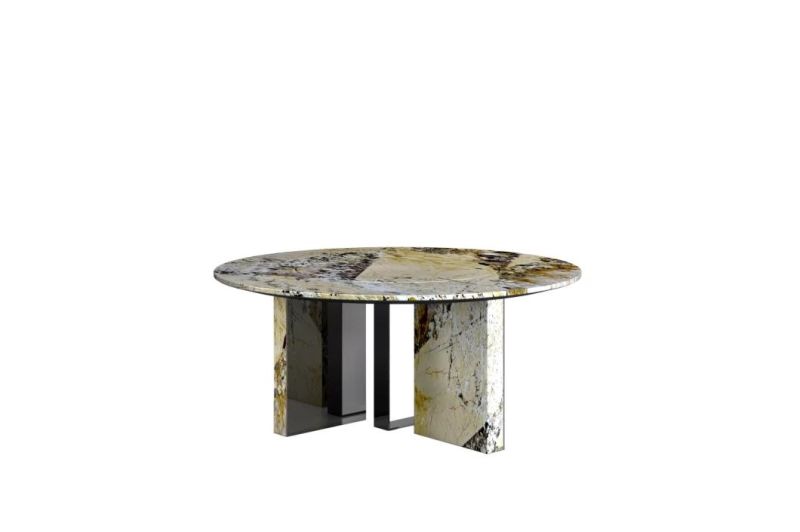 High Quality Luxury Modern Pandora Natural Marble Piano Lacquer Mirror Stainless Metal Villa Restaurant Living Home Dining Table Dt04-3