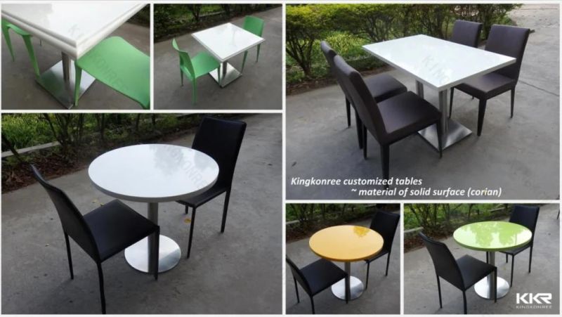 Customize White Corian Solid Surface Stone Restaurant Table