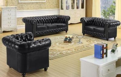 Chesterfield Sofa Set Leather Office Furniture Antique Seat for Office