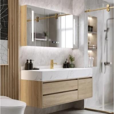 Light Luxury Toilet Rock Board Bathroom Cabinet Combination Modern Simple Hand Wash Basin Wash Basin Wash Table One Mirror Cabinet