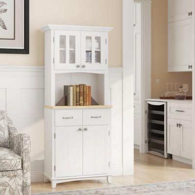 Modern Antique Furniture White Painting 2 Door 2 Drawer Accent Storage Cabinet Living Room Furniture with Hutch