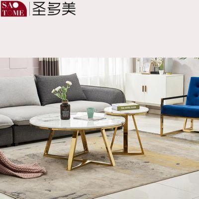 Modern Living Room Furniture Stainless Steel Frame Slate/Marble Coffee Table