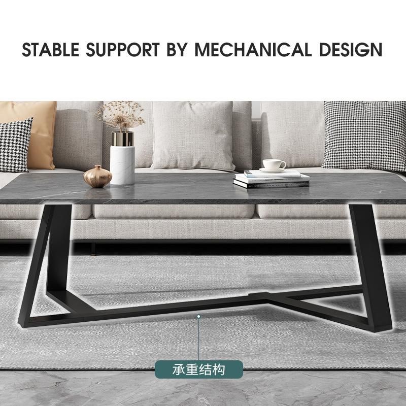 Luxury Stainless Steel Leg Dining Table Modern Living Room Furniture Rectangular Marble Coffee Table