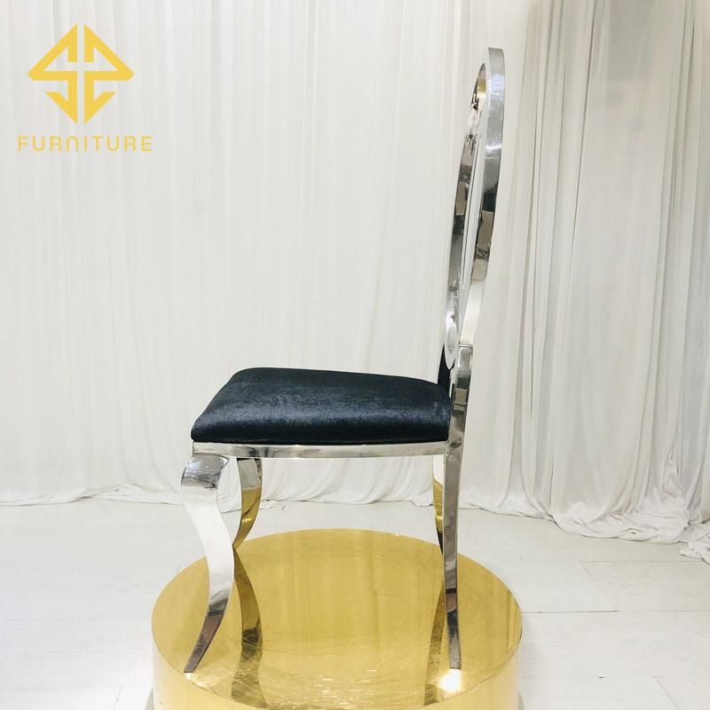 Luxury Design Flower Back Stainless Steel Dining Chair Hotel Furniture Wedding Events Used