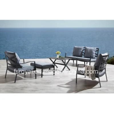 &quot;X&quot; Back Outdoor Aluminum Sofa Set with Cushion Garden Double Sofa Set Patio Furniture Modern Sofa