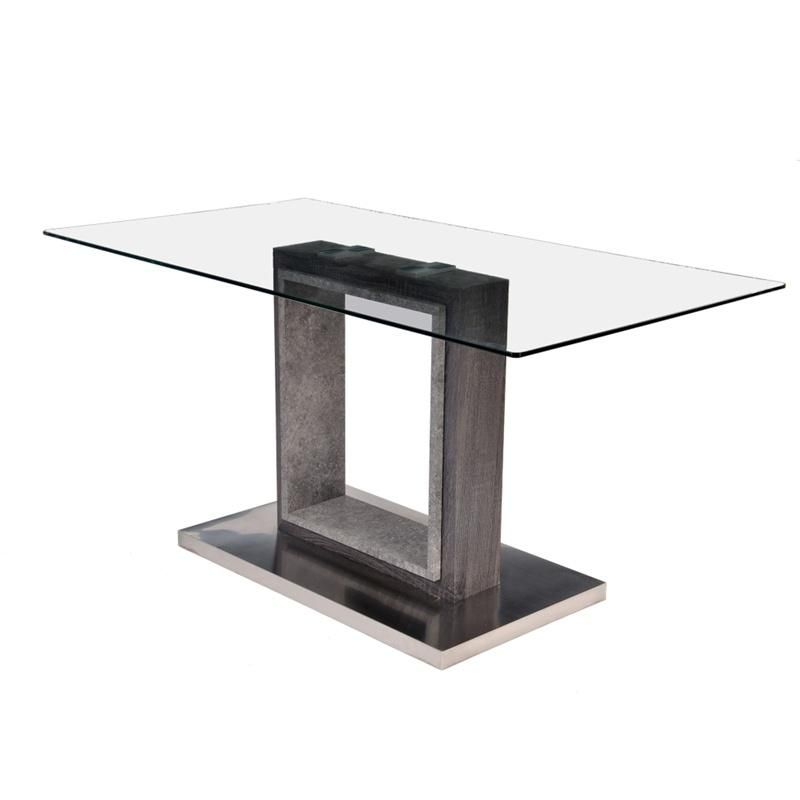 Factory Contemporary Cheap Price Stainless Steel Dining Table and Chair Sets with Glass Table PU Seat Square Tube Chair