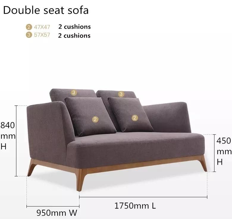 Nordic Home Furniture Solid Wood Fabric Sofa Set 1+2+3 Shape