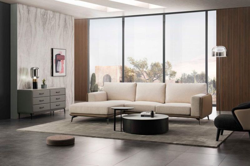 European Style Corner Modern Living Room Leather Sofa Set in Furniture Living Room Sofa