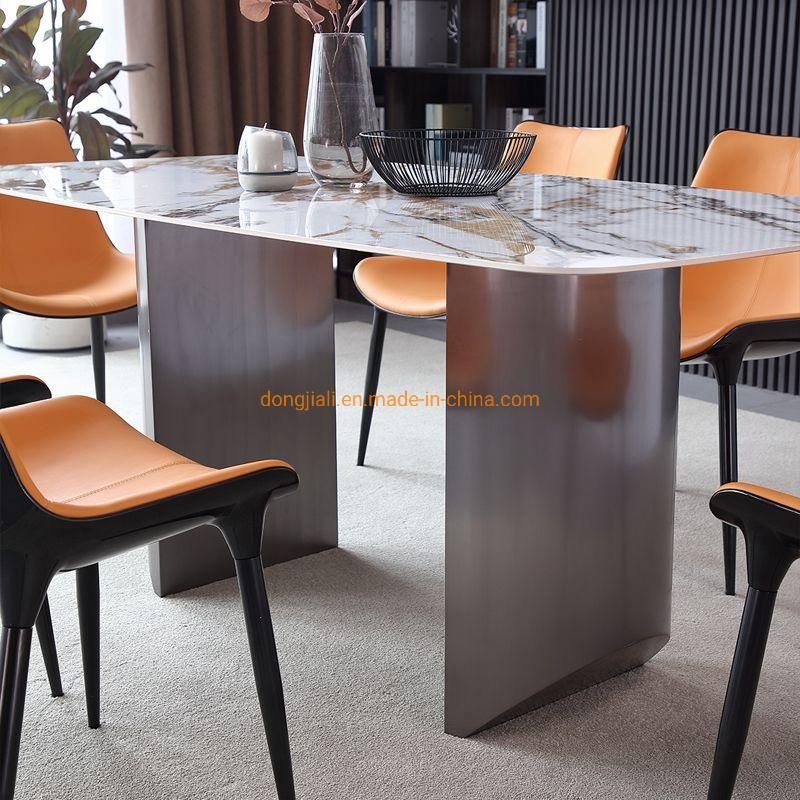 New Design Stainless Steel Black Frame Marble Top Rectangle Tables Dining Table