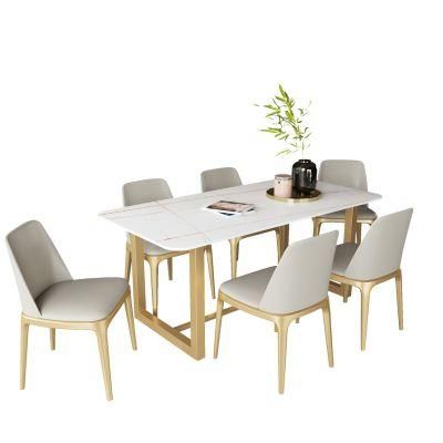 Commercial Grade Apartment Rock Stone Plate Dining Table with Stainless Steel Legs