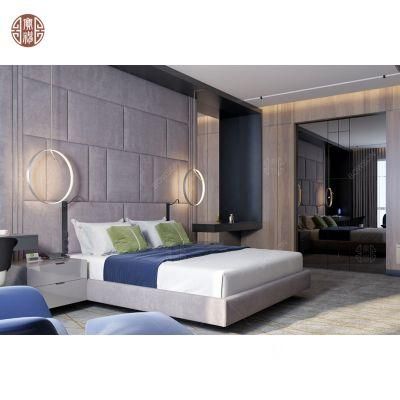 5 Star Hotel Furniture Set Fabric Headboard and Wooden Bed