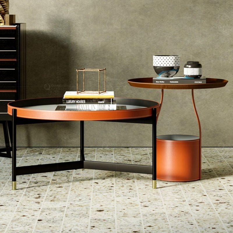 2 Set Modern Designer Round Steel Coffee Table