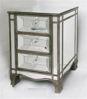 Vintage Mirrored Bedside Table Nightstand for Home Hotel