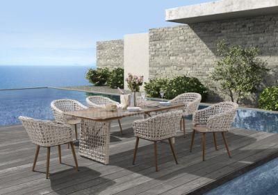 Modern Aluminium High Quality PE Rattan Home Dining Chair Set Woven Outdoor Furniture
