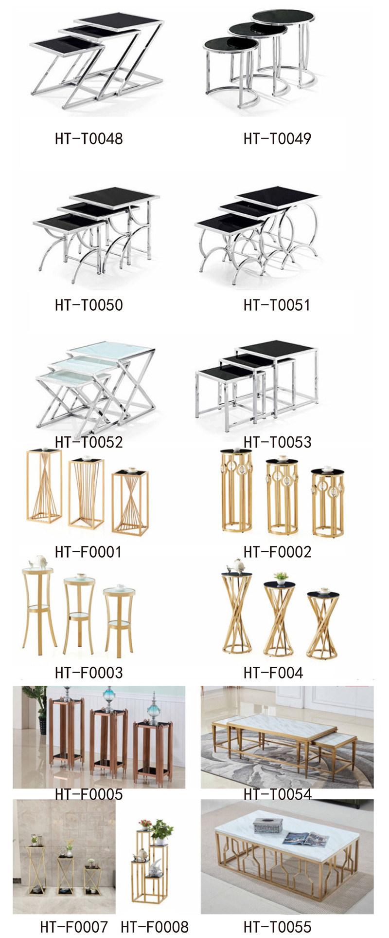 Modern MDF Board Top Home Furniture Gold Stainless Steel Dining Room Table Chair Set Tempered Glass Wedding Table