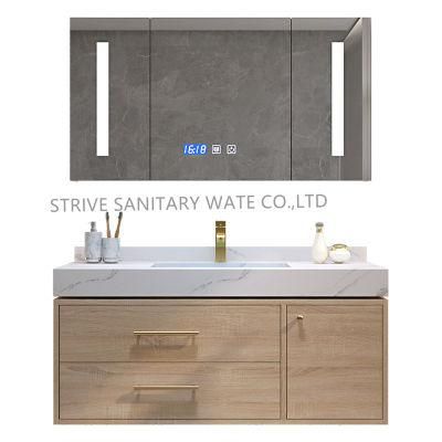 Modern Style Bathroom Vanity Furniture Metal Handle LED Mirror Bathroom Cabinet