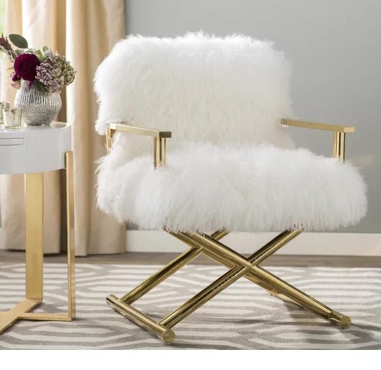 Modern Style Luxurious White Wool Luxury Wedding Chair