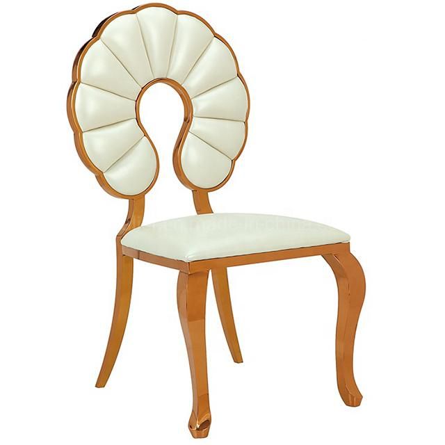 Modern Hotel Luxury Rose Gold Metal Frame Round Back Banquet Chairs