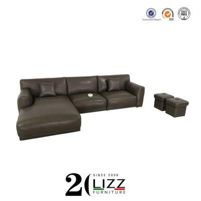 Modern Living Room Home Furniture Genuine Leather Leisure Sofa