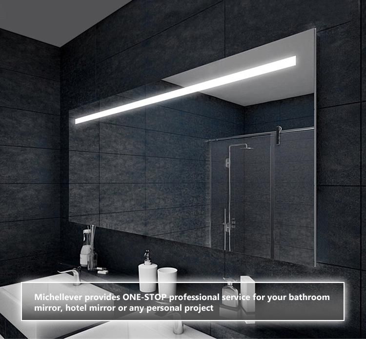 Horizontal Lighted Wall Mounted Bath Mirror Custom Rectangle LED Mirror