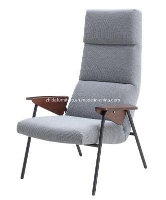 High Back Modern Living Room Furniture Leisure Chair with Wooden Arm