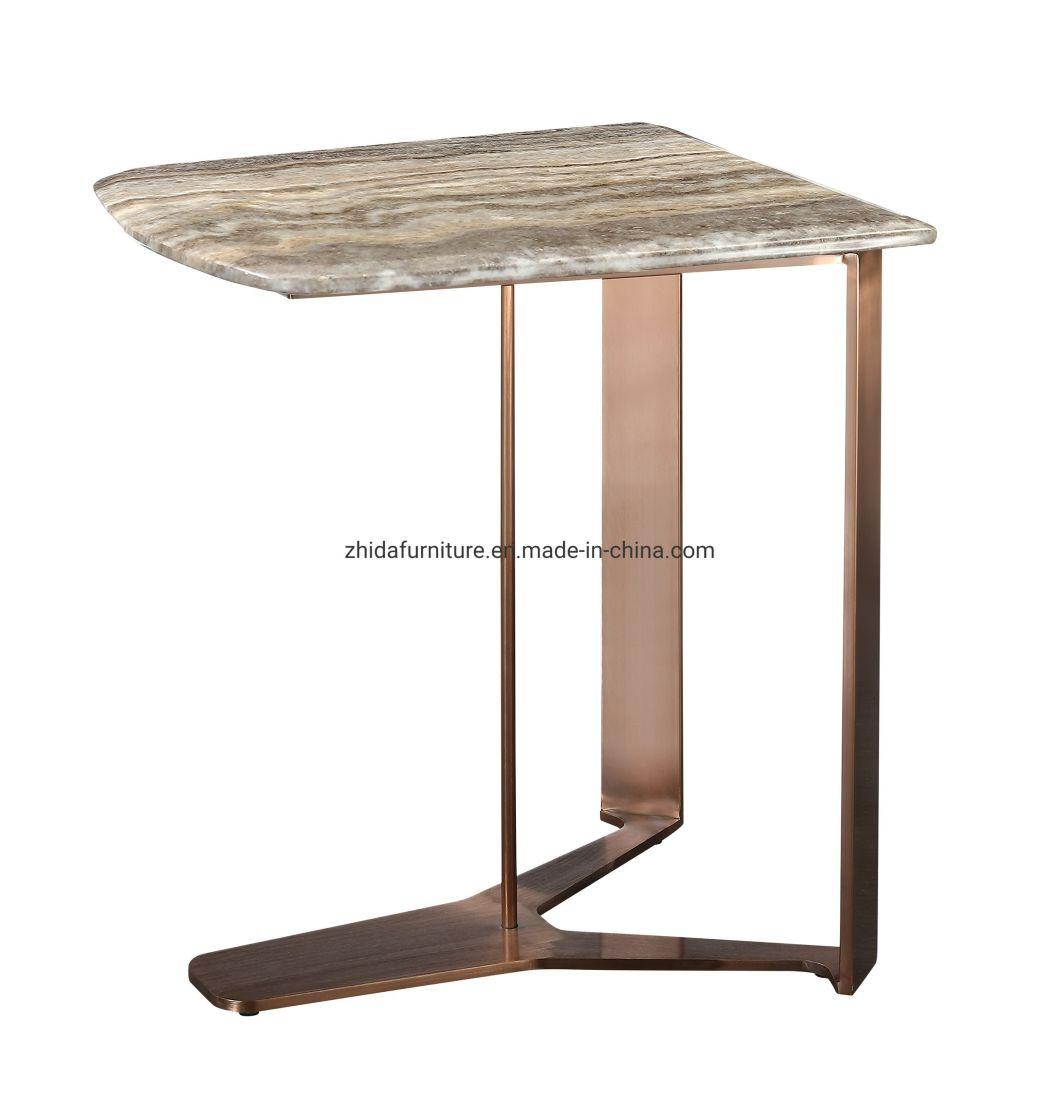 Hotel Furniture Modern Bedroom Metal Marble Side Coffee Table