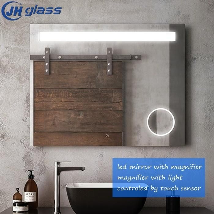 Jinghu Wall Mounted UL CE Approved Bathroom Full Length 3000K-5000K LED Mirror with Magnifier