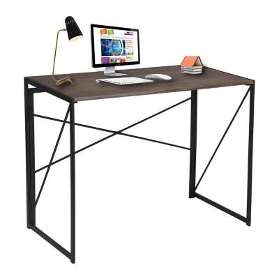 Modern Simple Study Desk Industrial Style Folding Laptop Table Home Office Notebook Desk Brown Desktop Writing Computer Desk for Sales