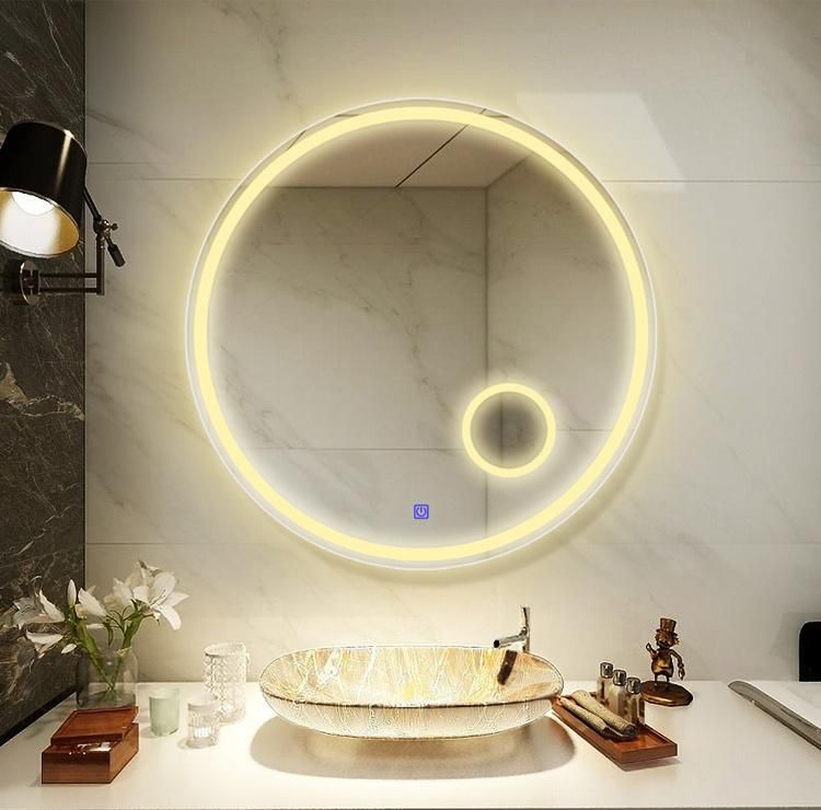 Wall Mounted LED Lighted Vanity Bathroom Slivered Mirror with Anti-Fog