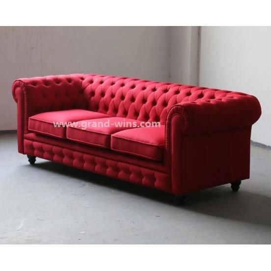 Modern Custom Solid Wood Knockdown Leisure Velvet Chesterfield Sofa 2 Seater