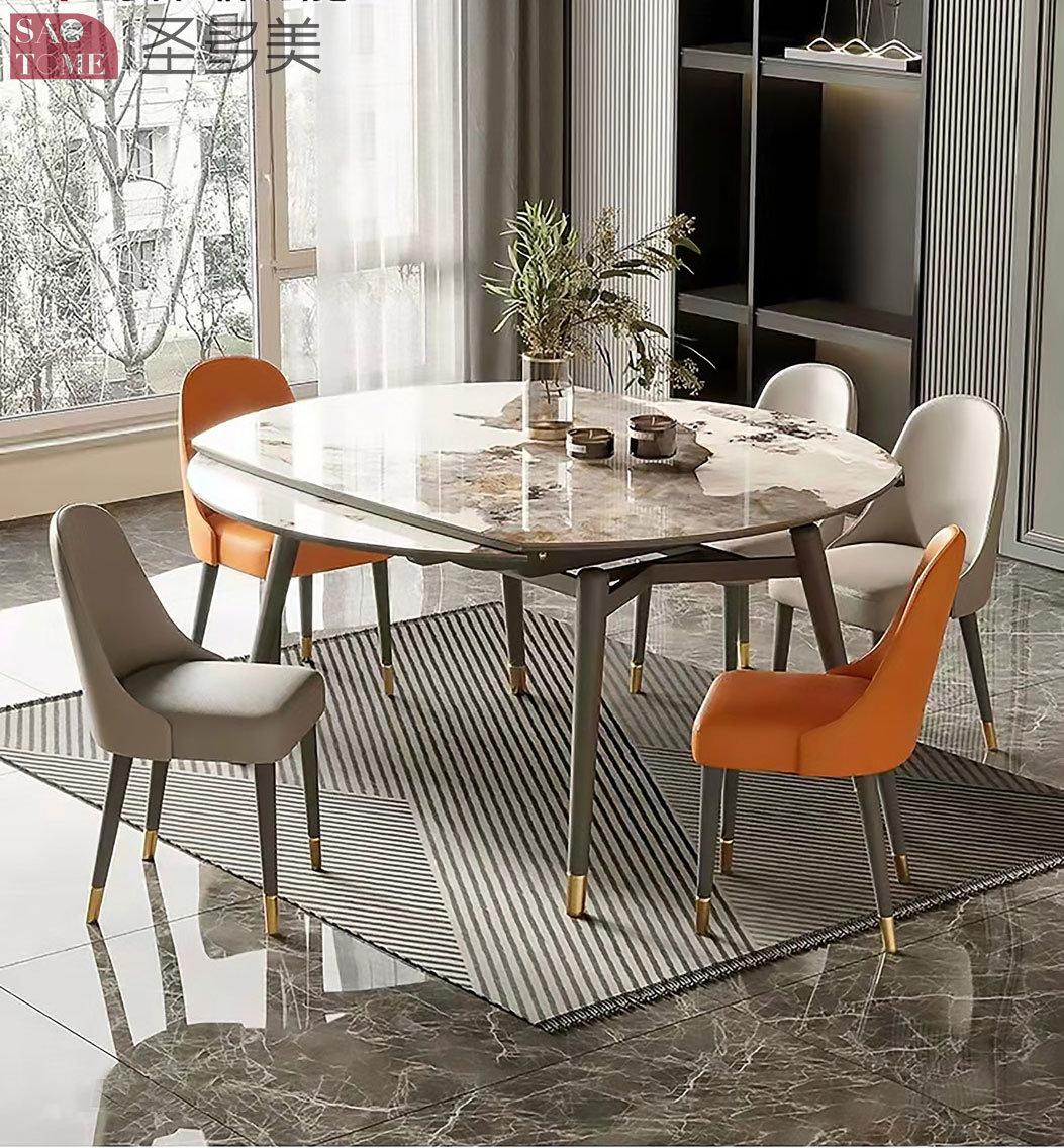 Modern Style Hotel Restaurant Home Living Room Furniture Stainless Wooden Slate Dining Table