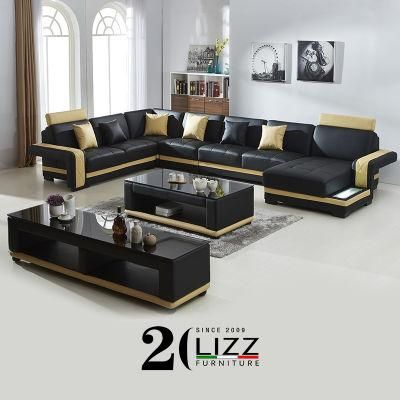 LED Sofa Furniture Living Room Modern Sofa Genuine Leather Couch