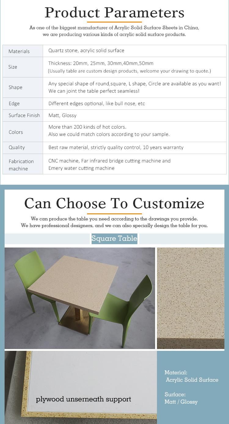 Modern Restaurant Furniture Artificial Stone Dining Table Set