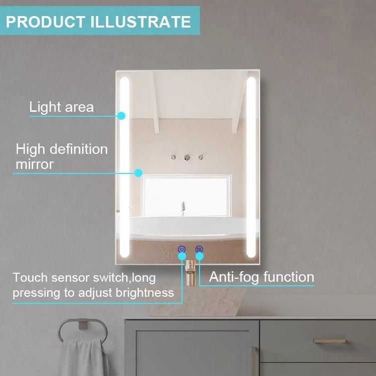 Illuminated Decoration Bathroom LED Wall Rectangle Mirror with Light