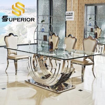 Transparent Glass Dining Tables of Chairs Set Home Restaurant Furniture