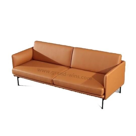 Modern Hotel Reception Office Living Room Furniture Double Leather Sofa