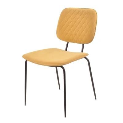 Light Weight Kitchen Hotel Restaurant Fabric Seat Yellow Dining Chair