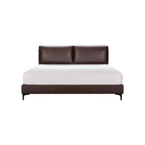 Modern Simplicity Bed Coffee Color Leather Cushion Bed Backrest